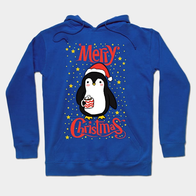 Merry Christmas Cute christmas penguin illustration Hoodie by Yarafantasyart